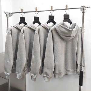 Sweat-shirt à capuche zippé pour homme, coupe classique, en molleton tricoté, pour l'automne, couleur unie, manches longues - Product Image 5