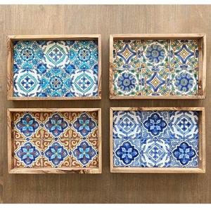 Plateau de service en bois émaillé au fini lisse pour la maison, la cuisine, le thé, le café, les collations, avec un aspect artisanal de qualité supérieure. - Product Image 2