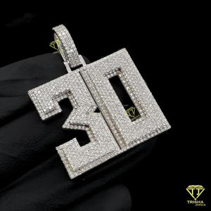 "30" Number Pendant Moissanite Diamond Iced Out Hip Hop Necklace Luxury Bling Jewelry Gift For Men - Product Image 2