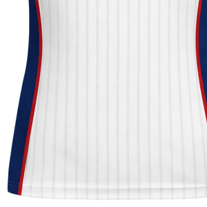 เสื้อซอฟต์บอลแขนกุดพิมพ์ลายสีขาวคอวีเครื่องแบบทีมออกแบบได้ตามต้องการ - Product Image 4