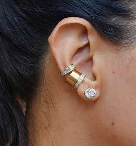 Pendiente de Oreja Plano y Ancho, Minimalista, Mini Aro para Cartílago, Joyería Fina para Uso Diario, Oro Sólido de 14K, Venta al Por Mayor - Product Image 2