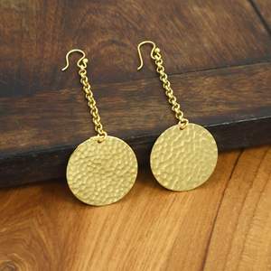 <b>Gold</b> Plated Brass Threader Drop <b>Earrings</b> | Filigree Flower Chain <b>Dangle</b> <b>Earrings</b> Ethnic Style Party Occasion Boho Jwellery Bazar - Product Image 1