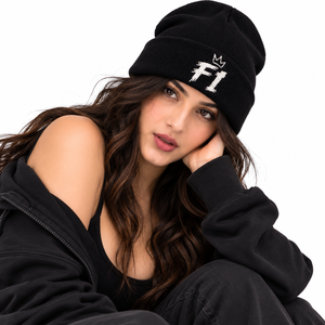 Gorros de Punto Personalizados al por Mayor, Unisex, Bordados, Negros, para Invierno, con Borde Plegable, Estilo Urbano, Gorra Tipo Skull Cap, Proveedor de Marca Privada, EE. UU. - Product Image 1