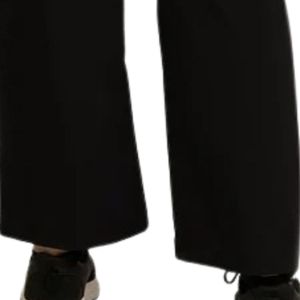 Pantalones negros de mujer con cordón, de pierna recta, casuales, con paneles laterales en contraste, cintura elástica, ligeros y cómodos. - Product Image 5