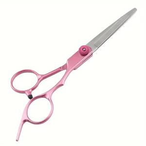 Ciseaux de coiffure professionnels en acier inoxydable, lame tranchante, manche rose, manche long, pour droitiers - Product Image 6