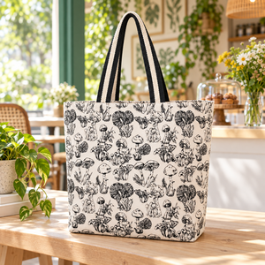 Bolsa de Tela de Algodón con Estampado de Hongos en Color Blanco Natural, 300 GSM, 40x40x15cm, Logotipo Personalizado, Venta al Por Mayor, OEM, Marca Privada, Reutilizable, para Regalo - Product Image 4