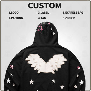 Sudadera con capucha extragrande de algodón terry con cremallera completa personalizada, 420 GSM, para hombre, estilo urbano, con estampado puff - Product Image 2