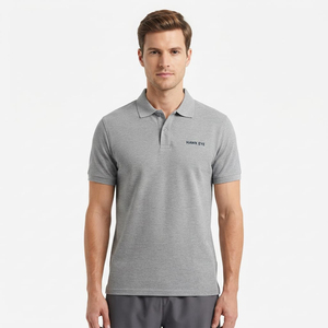 Polo pour homme de haute qualité, personnalisé, en coton uni, brodé, imprimé, gris - Product Image 5