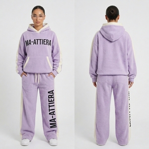 Conjunto Deportivo de Dos Piezas para Mujer, Sudadera con Capucha Extra Grande de Felpa y Pantalones Anchos, Ropa Personalizada - Product Image 1