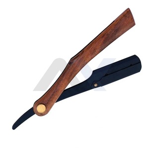 Ensemble de rasoirs pliants à lame droite en acier inoxydable de haute qualité avec manche en bois, kit de rasage à l'a l'ancienne, garantie de qualité - Product Image 4