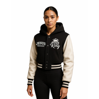 Blouson universitaire à capuche pour homme JESUS EST MON ROI, noir et blanc, style baseball, lettrage chrétien, streetwear, imperméable