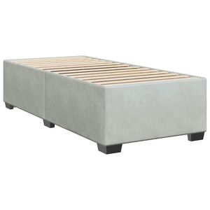 Estructura de cama Twin XL de terciopelo gris claro sin colchón-Producto con funda - Product Image 3