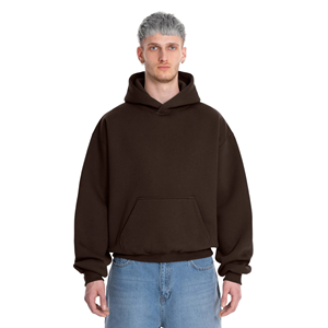 เสื้อฮู้ดดี้ผู้ชายทรงโอเวอร์ไซส์ สีเทาล้วน ผ้าฝ้ายฟลีซ สวมใส่สบาย ทรงปกติ มีกระเป๋า เหมาะสำหรับใส่ในฤดูใบไม้ร่วง - Product Image 4
