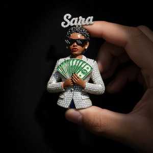 จี้เงินแท้ 925 ประดับเพชรโมอิสซาไนต์ VVS พร้อมเคลือบเงา รูปทรงตามสั่ง สำหรับทำจี้และชาร์มเครื่องประดับชั้นดี  สามารถสลักชื่อได้ - Product Image 6