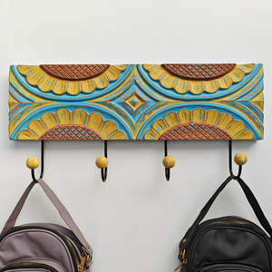 Smart Art Wood Carving Sunflower Carved Decorative <b>Key</b> <b>Hanger</b> Handmade Wall Mount <b>Key</b> Holder Storage Engineered Wood Wall Decor - Product Image 2