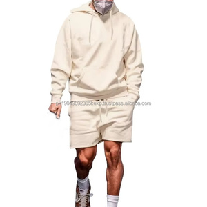 Conjunto de Sudadera con Capucha y Pantalones Cortos Deportivos de Felpa Francesa Gruesa para Hombre, de Alta Calidad, al por Mayor - Product Image 1