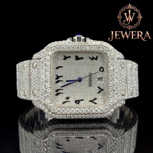 OEM Custom Hip Hop Moissanite Diamond Watch with Stainless Steel Bracelet for International Wholesale Market Available for Sale - Product Image 5