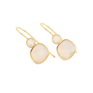 White Opal Teardrop <b>Hook</b> <b>Earrings</b> 18K Gold Vermeil Brass Jewelry High Quality Pear Cut Gemstone Dangle <b>Earrings</b> Factory Price - Product Image 2
