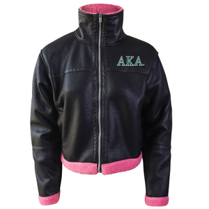 Veste en cuir PU courte AKA noire pour femme, style moto zippée, manches longues, coupe ajustée, décontractée, streetwear, mode, vêtement d'extérieur élégant - Product Image 1