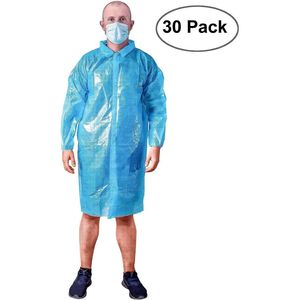 Unisex 30 Pack blu monouso in polipropilene camice da laboratorio 2XL taglia Non tessuto a prova di liquido impermeabile per uomo donna - Product Image 2