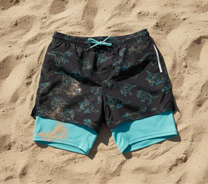 Shorts de plage pour hommes en satin 100% polyester, sublimation personnalisée, 2 en 1, avec leggings de compression intégrés, tendance, séchage rapide, vêtements de plage - Product Image 6