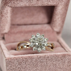 Elegant Ladies' 14K Rose <b>Gold</b> 0.43ct Round Brilliant Cut Diamond <b>Cocktail</b> <b>Rings</b> Rhodium Plated Stylish Fashionable Design - Product Image 2