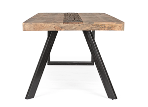 Table de salle à manger industrielle Manchester en bois massif de manguier avec base en bois et métal, finition noire et naturelle, 6 places, pour la maison et la cuisine - Product Image 4