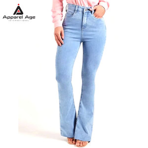 Pantalones vaqueros transpirables de talla grande para mujer, de uso en exteriores, los más vendidos al por mayor, pantalones vaqueros 100% algodón para mujer - Product Image 1