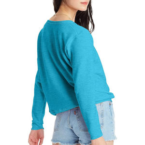 Suéter de punto grueso de algodón con forro polar y bordado de cristal, cuello redondo, para mujer, estilo casual de otoño - Product Image 2