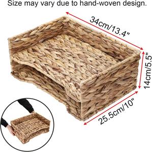 Organizadores de escritorio de 2 niveles, organizador de archivos, cesta de almacenamiento hecha a mano con jacinto de agua, venta al por mayor, ecológico, hecho en Vietnam - Product Image 3