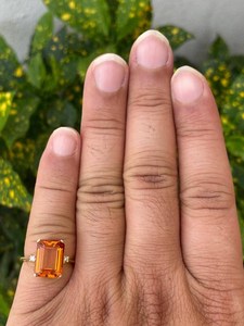 Natural <b>Citrine</b> Diamond <b>Ring</b> 14K Solid Gold Emerald Cut Gemstone Engagement <b>Ring</b> Wholesale Supplier - Product Image 6