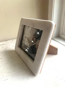 Elegant <b>White</b> Marble Handmade Horizontal Photo <b>Frame</b> Luxury Natural Stone Wall Mount for Home Decor Office & Gifts - Product Image 3