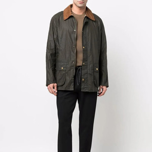 Vestes personnalisées en coton pour hommes, vestes cirées avec tissu Sherpa, col montant, fermeture éclair, rabat coupe-vent, style workwear - Product Image 5