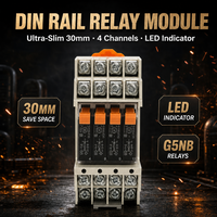 Module de relais à 4 canaux, montage sur rail DIN, relais G5NB, bobine 24VDC, 5A, borne à vis, LED