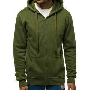 Sudadera con capucha para hombre, color verde oliva, con cremallera, corte regular, forro polar de algodón, informal, con bolsillo frontal - Product Image 1