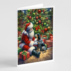 Bluetick Hound Père Noël Cartes de vœux Pack de 8 cartes de note vierges A7 fantaisistes avec enveloppes Taille 5x7 - Product Image 1