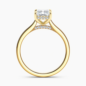 Anillo de diamante con corte radiante y halo oculto de 2.00 quilates, claridad VS1, color F, diamante cultivado en laboratorio, oro de 18k, certificado IGI, joyería CVD para ella. - Product Image 2