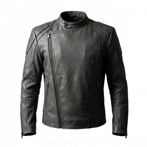 Men Custom Genuine Cowhide Leather <b>Jacket</b> Wholesale Distressed <b>Grey</b> Slim Fit Motorcycle Rider Biker Coat Outerwear Manufacturer - Product Image 1