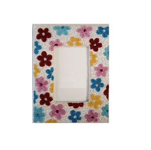 Embroidery Handmade Beaded Border Photo <b>Frame</b> with Glass Cover Customizable Design & Color Home Decor Gift - Product Image 6