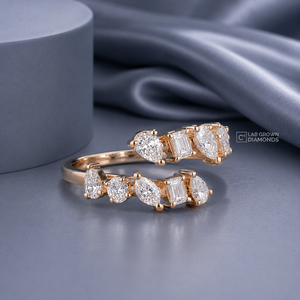 S925 Sterling <b>Silver</b> Open Wrap Moissanite <b>Ring</b> for Women <b>Emerald</b> Marquise Cut Yellow Gold Plated Anniversary Jewelry Gift - Product Image 4