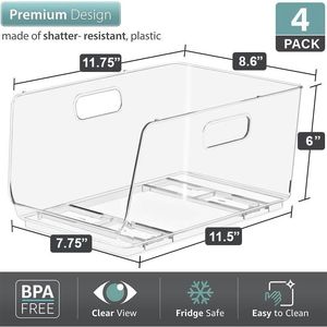 Clear Stackable Acrylic <b>Storage</b> Bins <b>Open</b> Front Pantry Organizers for <b>Storage</b> Cabinet Organizers - Product Image 3