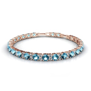 <span class=keywords><strong>Pulsera</strong></span> DE TENIS alegre de alta calidad para mujer, adornada con cristales de <span class=keywords><strong>Swarovski</strong></span> Daisini, <span class=keywords><strong>pulsera</strong></span> chapada en oro de 18K de plata 925 - Product Image 5