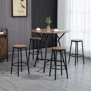 Set da Pranzo Salvaspazio 5 Pezzi Nero Marrone, Tavolo e Sedie da Bar per Cucina e Pub, Soluzione d'Arredo Elegante - Product Image 2
