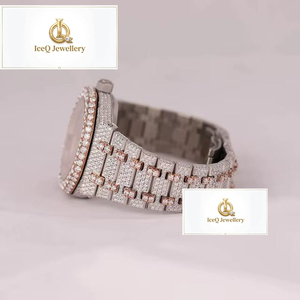 Reloj de pulsera de lujo para hombre, estilo hip hop, con diamantes de moissanita y plata de ley 925, con incrustaciones de piedras brillantes, ideal para fiestas. - Product Image 5