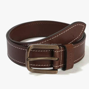Ceinture décontractée en cuir de buffle épais, sur mesure, avec couture blanche, pour homme, avec boucle à ardillon simple en laiton antique - Product Image 4