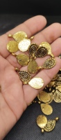 Charmes en laiton plaqué or à motif corail, les plus vendus, avec chaîne à maillons en forme de feuille pour bijoux de mariage, micro-macramé, style bohème chic