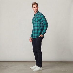 Camisa de Franela a Cuadros para Hombre, Manga Larga, Cuello Camisero, 100% Algodón, Estilo Casual para Otoño - Product Image 2