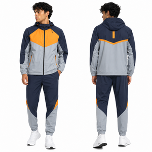 Wholesale Custom <b>Running</b> Windbreaker Set Men Sports <b>Jacket</b> Pants Lightweight Tracksuit Breathable Quick Dry <b>Reflective</b> Resistant - Product Image 3