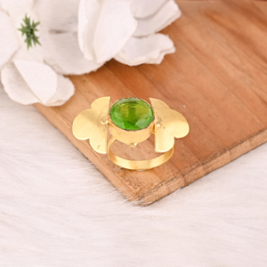 <b>Adjustable</b> Green Hydro Brass Handmade Gemstone <b>Ring</b> for Women - Product Image 4