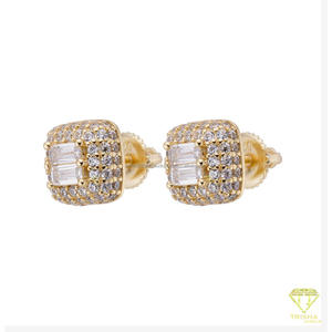 Boucles d'oreilles en argent sterling 925 serties de moissanite baguette de haute qualité, bijoux de luxe pour hommes et femmes - Product Image 3